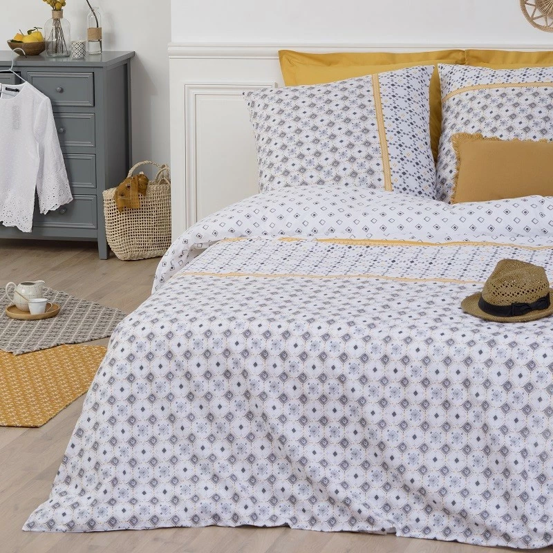 Parure De Lit Mosaique Blanc/gris/jaune 240x220 Atmosphera 3 Parure De Lit Mosaique Blanc/gris/jaune 240x220 Atmosphera