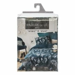 Parure De Lit Paon Bleu Canard 240x220 Atmosphera -Ledepot Soldes Magasin parure de lit paon bleu canard 240x220 atmosphera 4