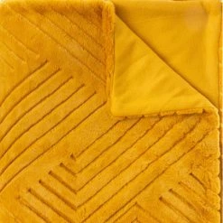 Plaid Géant 180x230 Fourrure Jaune Moutarde Atmosphera -Ledepot Soldes Magasin plaid geant 180x230 fourrure jaune moutarde atmosphera 2