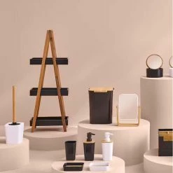 Rangement 3 Niveaux Salle De Bain Natureo Noir -Ledepot Soldes Magasin rangement 3 niveaux salle bain lea noir 1