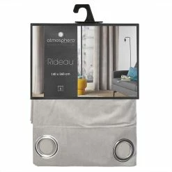 Rideau Gris Clair Lilou 140x260 Atmosphera -Ledepot Soldes Magasin rideau gris cl lilou 140x260 atmosphera 2