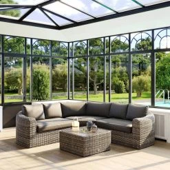 Salon Angle Moorea 5 Places Terre D'ombre Hespéride -Ledepot Soldes Magasin salon angle moorea 5 places terre d ombre hesperide 1 2