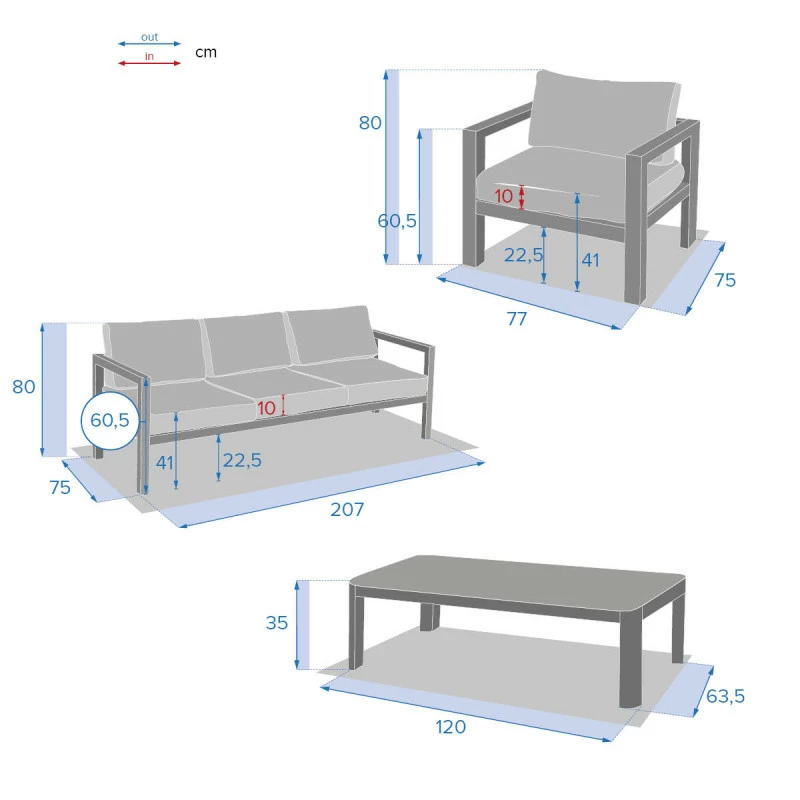 Salon De Jardin 5 Places Jauca Noisette / Gris Boisé Hespéride 6 Salon De Jardin 5 Places Jauca Noisette / Gris Boisé Hespéride – Image 4
