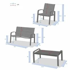 Salon De Jardin 4 Places Elyn Anthracite / Graphite Hespéride -Ledepot Soldes Magasin salon jardin places elyn anthracite graphite hesperide 1 7