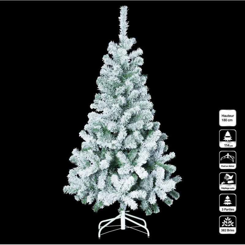 Sapin De Noël 180 Cm Vert Floqué Blanc 2 Sapin De Noël 180 Cm Vert Floqué Blanc