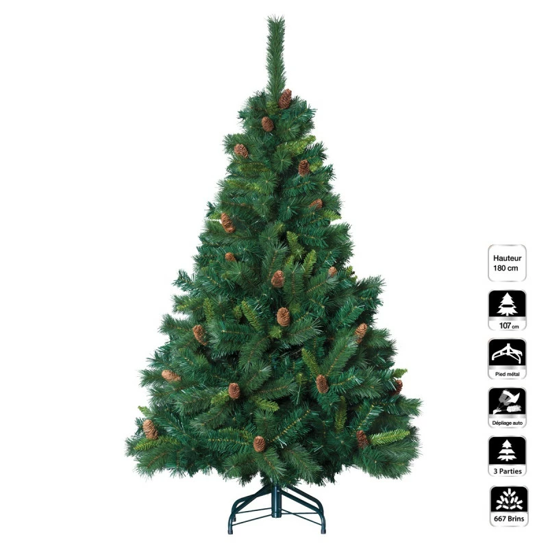 Sapin De Noël 180 Cm Vert Majestic Pommes De Pin 3 Sapin De Noël 180 Cm Vert Majestic Pommes De Pin