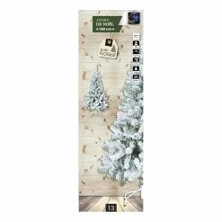Sapin De Noël 150 Cm Vert Floqué Blanc -Ledepot Soldes Magasin sapin de noel vert 150 cm floque blanc 1