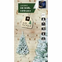 Sapin De Noël 210 Cm Vert Floqué Blanc -Ledepot Soldes Magasin sapin de noel vert 210 cm floque blanc 1