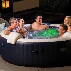 Spa Gonflable 6 Places Bulles Et Leds Blue Navy Intex -Ledepot Soldes Magasin spa gonflable bulles et leds 6 places blue navy intex 5