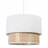 Suspension 2 Abat-jours Cannage Et Tissu Blanc Ostaria -Ledepot Soldes Magasin suspension 2 abat jours cannage blanc ostaria
