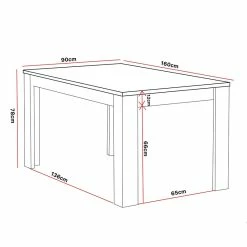 Table à Manger 160 Cm Coloris Noir Et Bois Wiva -Ledepot Soldes Magasin table a manger lodz 160cm 3