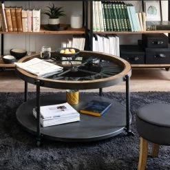 Table Basse Chrono Ronde Noire Atmosphera -Ledepot Soldes Magasin table basse chrono ronde noire atmosphera 1
