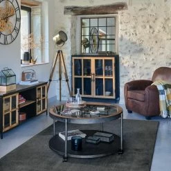 Table Basse Chrono Ronde Noire Atmosphera -Ledepot Soldes Magasin table basse chrono ronde noire atmosphera 4