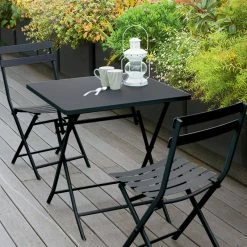 Table Carrée Pliante Greensboro 2p Graphite Hespéride -Ledepot Soldes Magasin table carree greensboro graphite 2