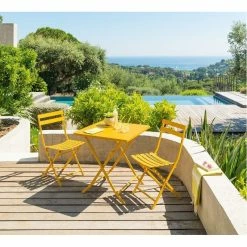 Table Carrée Pliante Greensboro 2p Jaune Moutarde Hespéride -Ledepot Soldes Magasin table carree greensboro moutarde hesperide 3