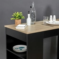 Table De Bar Avec étagères Et Plateau Bois -Ledepot Soldes Magasin table de bar avec etagere plateau bois 4