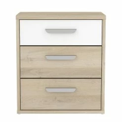 Demeyere Table De Chevet 3 Tiroirs Naturel Et Blanc Santorini -Ledepot Soldes Magasin table de chevet 3 tiroirs naturel et blanc santorini 3