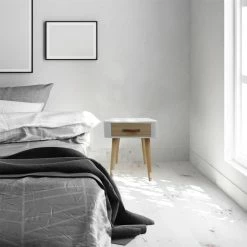 Table De Chevet Pieds Bois 1 Tiroir Blanc -Ledepot Soldes Magasin table de chevet pieds bois 1 tiroir blanc 1