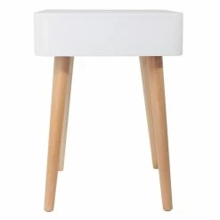 Table De Chevet Pieds Bois 1 Tiroir Blanc -Ledepot Soldes Magasin table de chevet pieds bois 1 tiroir blanc 2