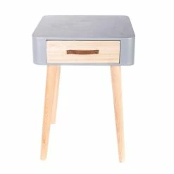Table De Chevet Pieds Bois 1 Tiroir Gris -Ledepot Soldes Magasin table de chevet pieds bois tiroir gris 2
