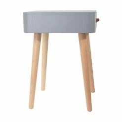 Table De Chevet Pieds Bois 1 Tiroir Gris -Ledepot Soldes Magasin table de chevet pieds bois tiroir gris 3