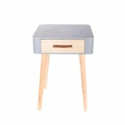 Table De Chevet Pieds Bois 1 Tiroir Gris -Ledepot Soldes Magasin table de chevet pieds bois tiroir gris 4