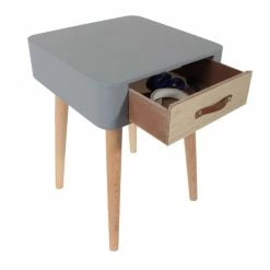 Table De Chevet Pieds Bois 1 Tiroir Gris -Ledepot Soldes Magasin table de chevet pieds bois tiroir gris 5