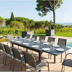 Table Rectangulaire Extensible Piazza 12 P. Graphite Hespéride -Ledepot Soldes Magasin table rectangulaire extensible piazza 12 personnes graphite hesperide 5