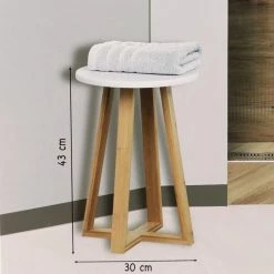 Tabouret Avec Pieds En Bambou & Plateau Blanc 7 Tabouret Avec Pieds En Bambou & Plateau Blanc -Ledepot Soldes Magasin tabouret avec pieds en bambou plateau blanc 1 2