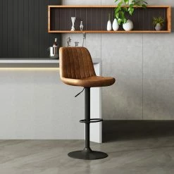 Tabouret De Bar Barcelona PU Cognac -Ledepot Soldes Magasin tabouret de bar barcelona pu cognac 1