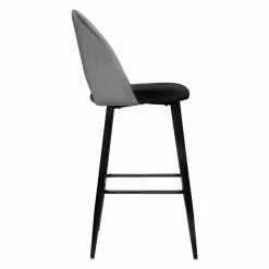 Tabouret De Bar Kara Velours Gris Atmosphera -Ledepot Soldes Magasin tabouret de bar kara velours gris atmosphera 1 3