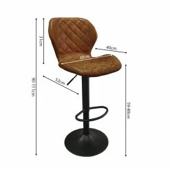 Tabouret De Bar Malaga PU Cognac -Ledepot Soldes Magasin tabouret de bar malaga pu cognac 3