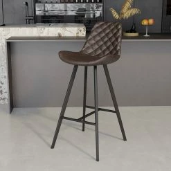 Tabouret De Bar Palmas PU Brun Foncé -Ledepot Soldes Magasin tabouret de bar palmas pu brun fonce 1 1