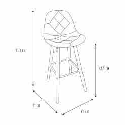 Tabouret De Bar Patchwork Gris Pieds Bois -Ledepot Soldes Magasin tabouret de bar patchwork gris pieds bois 5