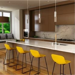 Tabouret Haut Cholo Tissu Jaune -Ledepot Soldes Magasin tabouret haut cholo tissu jaune 3