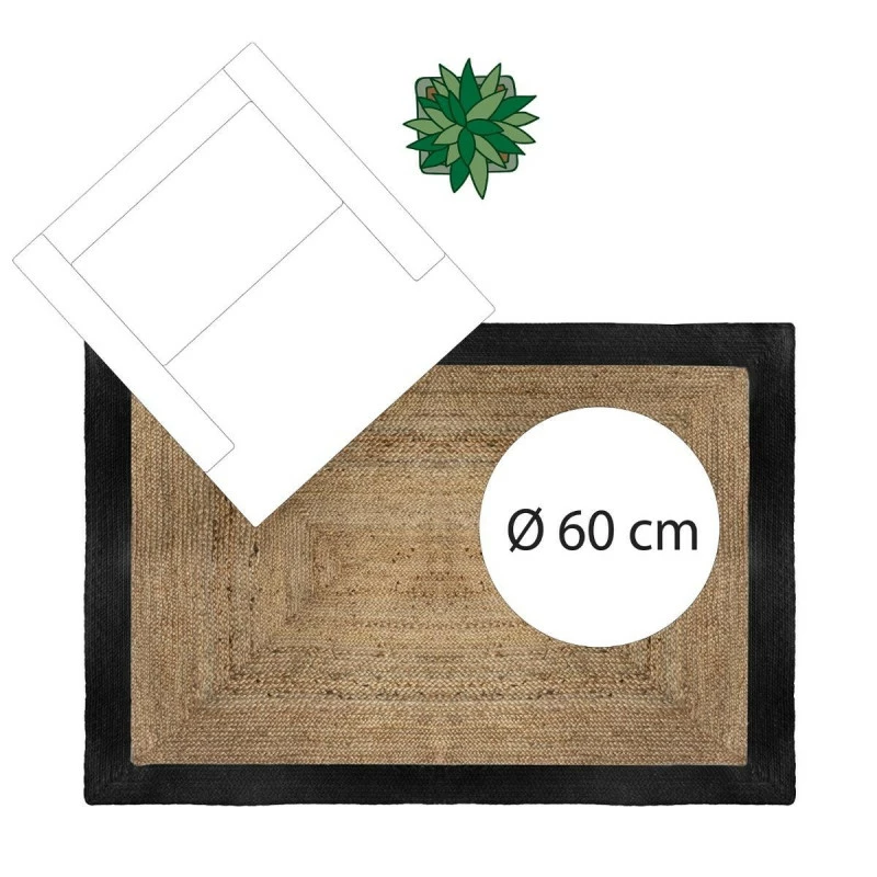 Tapis Jute Naturel Bord Noir 120x170 Atmosphera 5 Tapis Jute Naturel Bord Noir 120x170 Atmosphera – Image 3