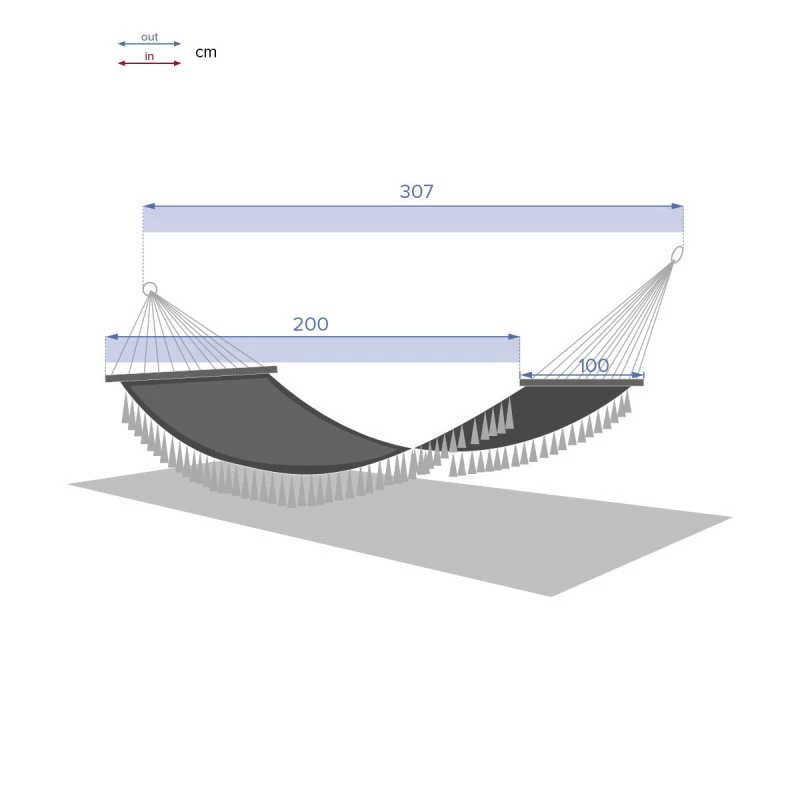 Toile Hamac Syssia Pompons 2 M Hespéride 7 Toile Hamac Syssia Pompons 2 M Hespéride – Image 5