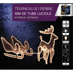 Traîneau + 1 Renne Lumineux Blanc Chaud -Ledepot Soldes Magasin traineau 1 renne lumineux blanc chaud 1