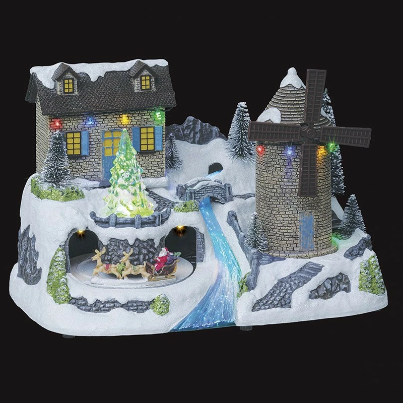 Village De Noël Moulin à Vent Animé, Lumineux Et Musical 4 Village De Noël Moulin à Vent Animé, Lumineux Et Musical – Image 2