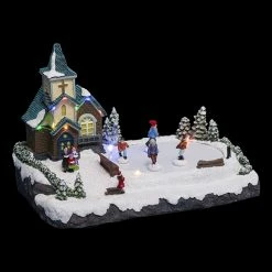 Village De Noël Place De L'Eglise Lumineux Et Animé