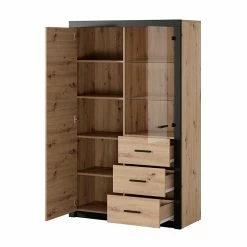 Vitrine 2 Portes Naturel Et Noir Brussel -Ledepot Soldes Magasin vitrine 2 portes naturel et noir bruges 2