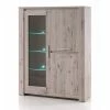 Vitrine 3 Portes LED Coloris Bois Clair Warschau -Ledepot Soldes Magasin vitrine 3 portes led coloris bois clair warschau