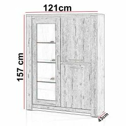 Vitrine 3 Portes LED Coloris Bois Clair Warschau -Ledepot Soldes Magasin vitrine 3 portes led coloris bois clair warschau 3