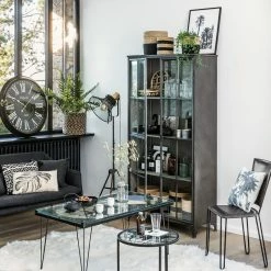 Vitrine Bibliothèque Broc Métal Noir Atmosphera -Ledepot Soldes Magasin vitrine bibliotheque broc metal noir atmosphera 2