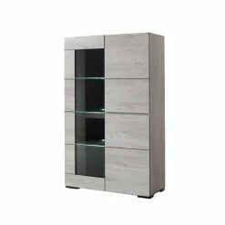 Vitrine éclairage LED Chêne Blanchi Elba