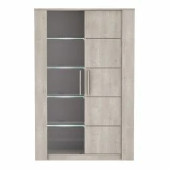 Demeyere Vitrine LED 2 Portes CANNES Chêne Champagne/béton Clair -Ledepot Soldes Magasin vitrine led 2 portes cannes chene champagne beton clair 2