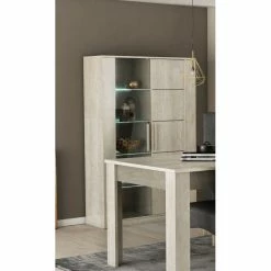 Demeyere Vitrine LED 2 Portes CANNES Chêne Champagne/béton Clair -Ledepot Soldes Magasin vitrine led 2 portes cannes chene champagne beton clair 3