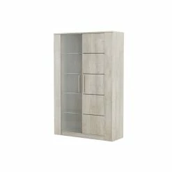 Demeyere Vitrine LED 2 Portes CANNES Chêne Champagne/béton Clair -Ledepot Soldes Magasin vitrine led 2 portes cannes chene champagne beton clair 4
