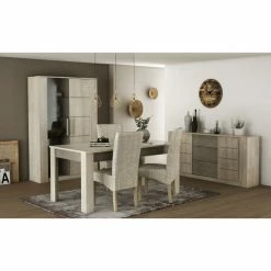 Demeyere Vitrine LED 2 Portes CANNES Chêne Champagne/béton Clair -Ledepot Soldes Magasin vitrine led 2 portes cannes chene champagne beton clair 5